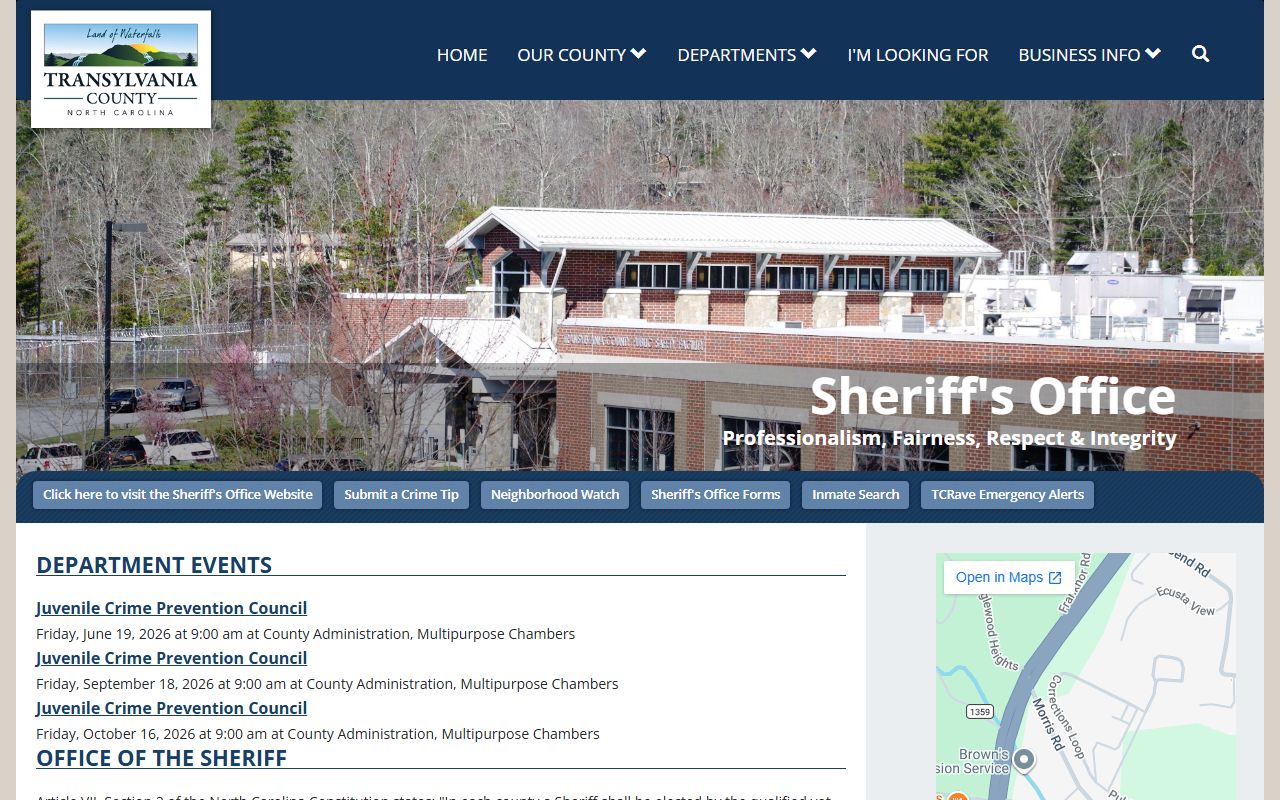 Transylvania County Clerk of Superior Court sheriff records distinction