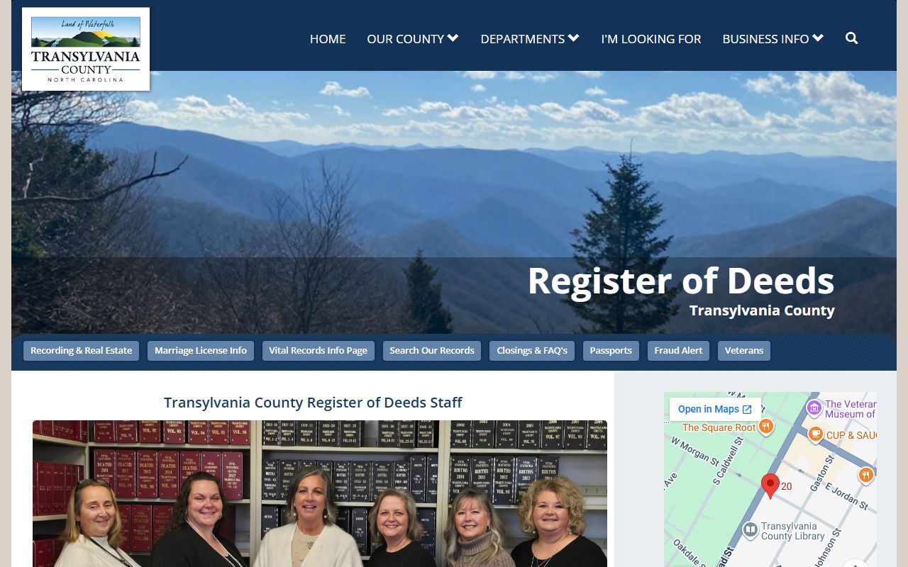 Transylvania County Clerk of Superior Court Register of Deeds distinction