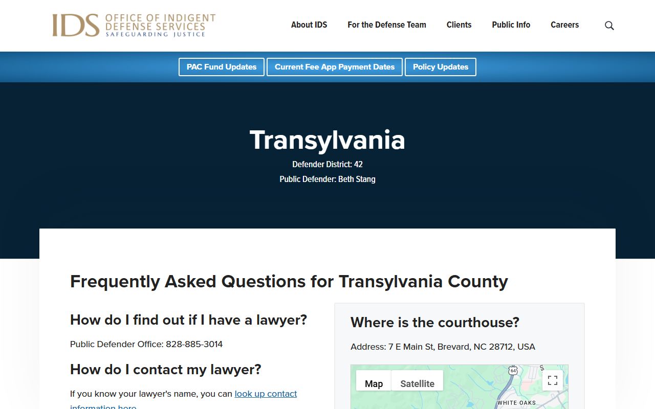 Transylvania County criminal court records public defender information