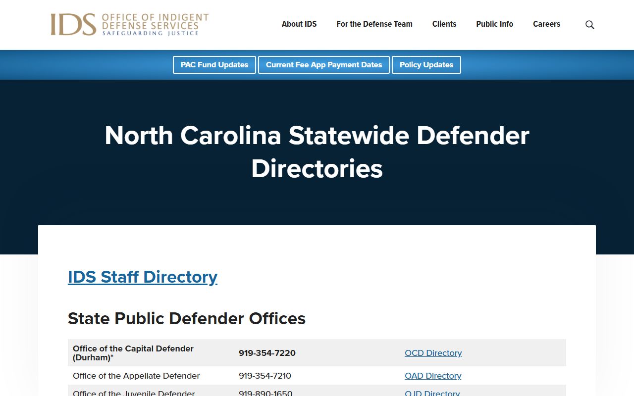 Transylvania County Superior Court NCIDS defender directories