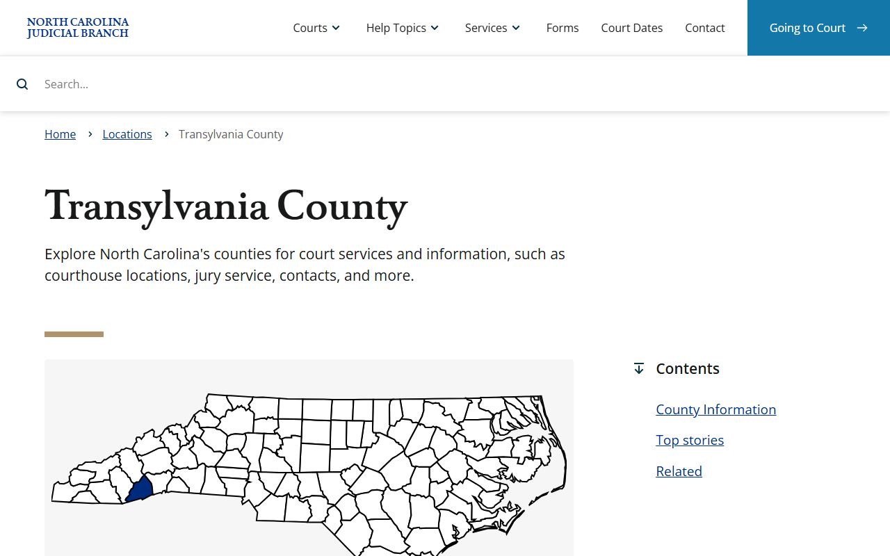 Transylvania County Court records NC Judicial Branch county page