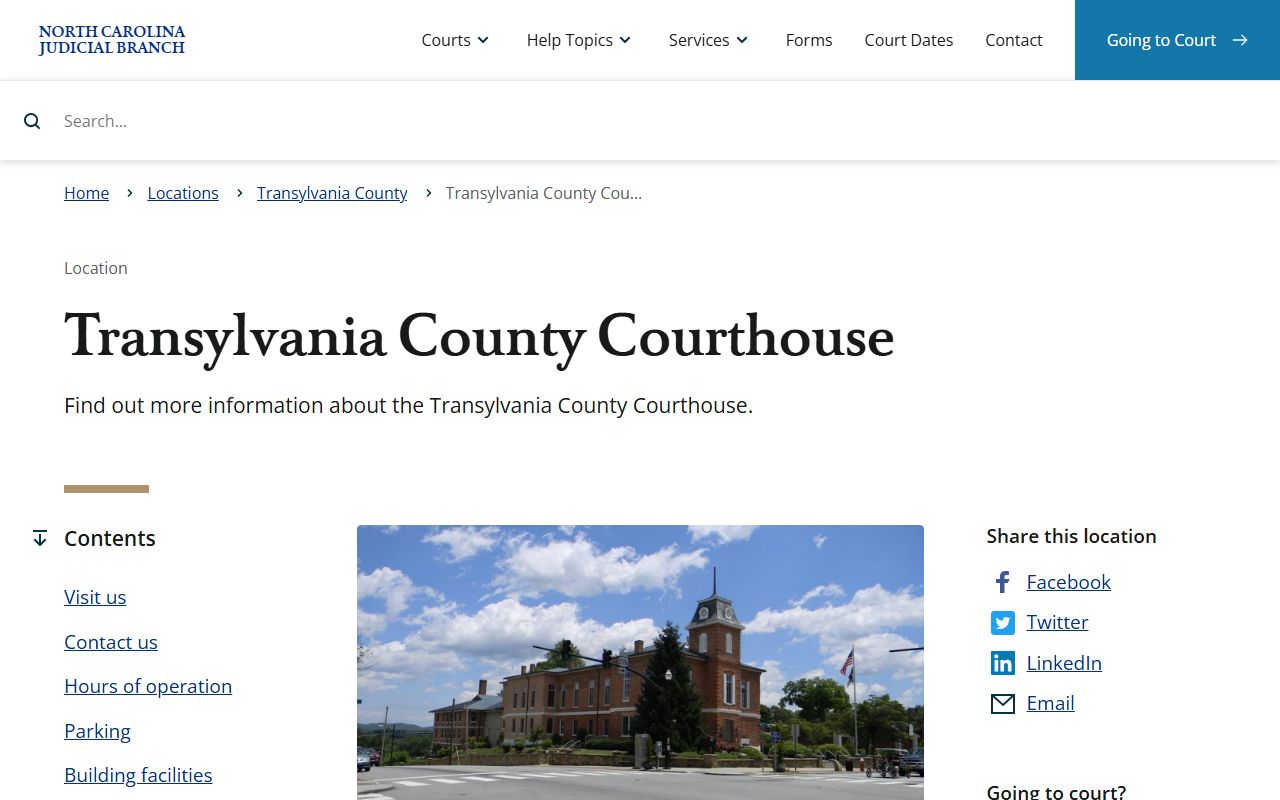 Transylvania County Court records courthouse page