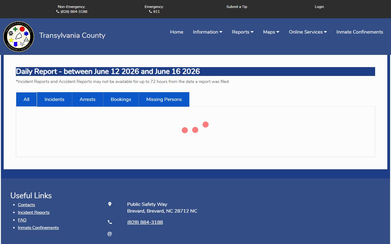 Transylvania County warrant records Citizen Connect Daily Report